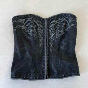 Black embroidered corset top